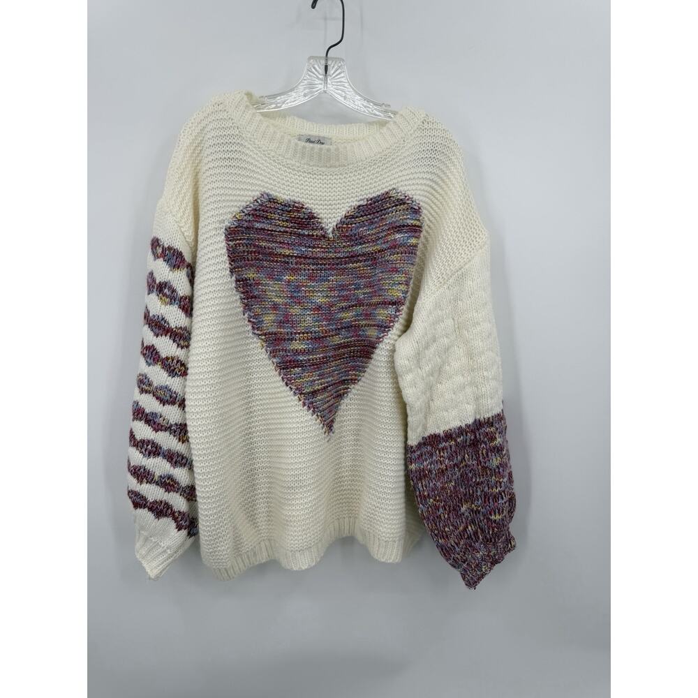 Petal dew Heart Sweater Large Balloon Sleeves